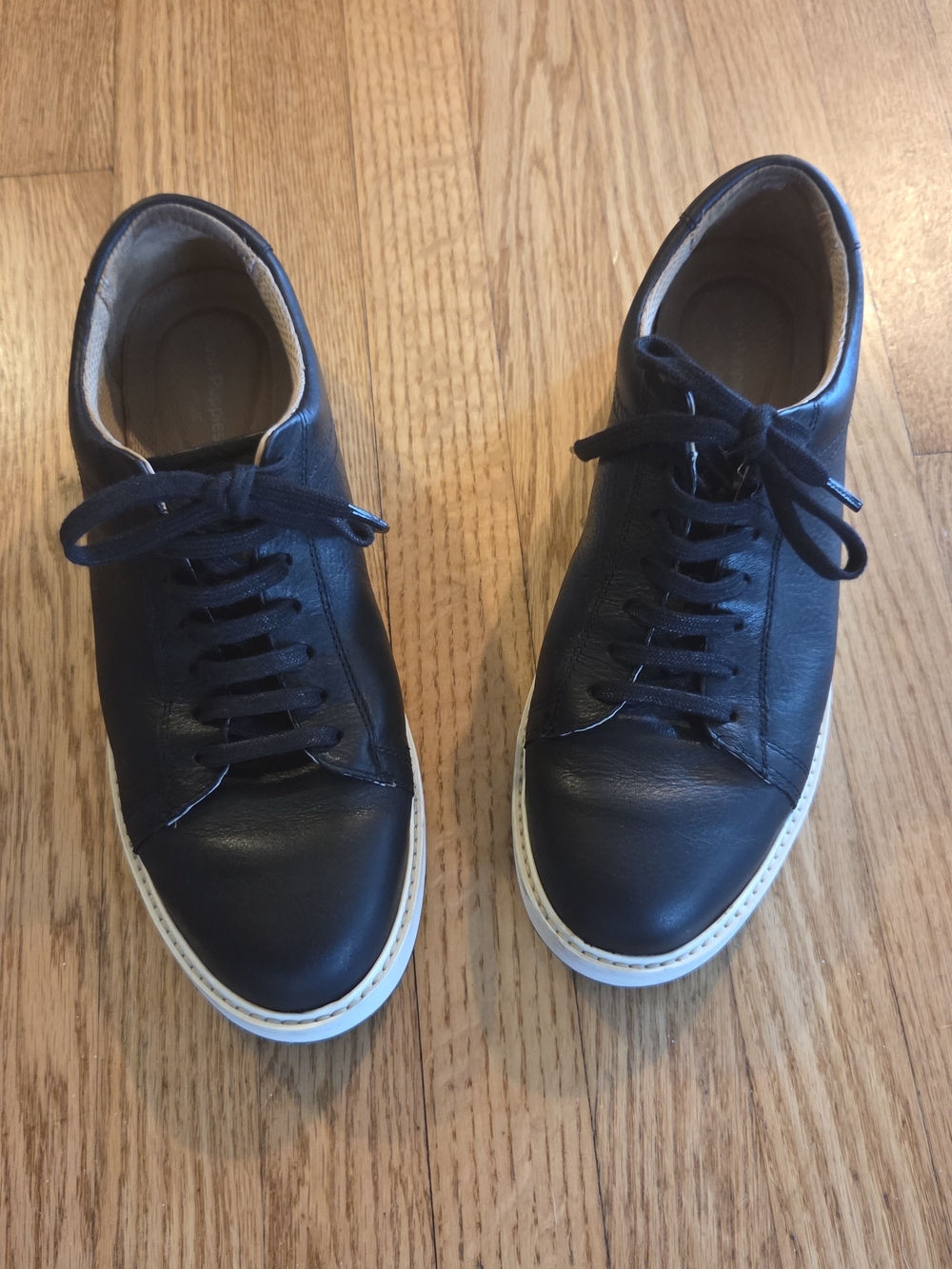 Hush Puppies Black Leather Lace-Up Casual Sneakers